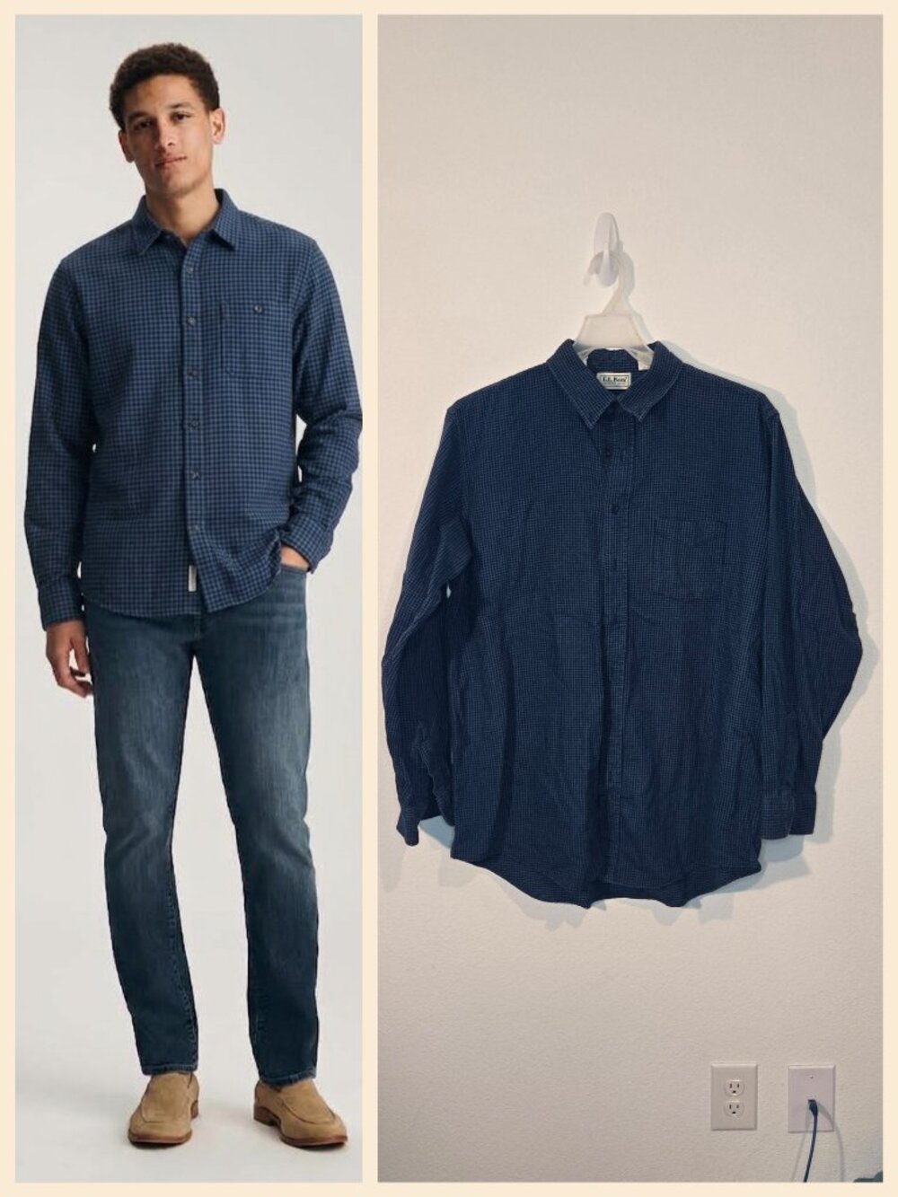 LL Bean Micro-Plaid Long Sleeve Button Down Shirt blue size xl tall Gently Used